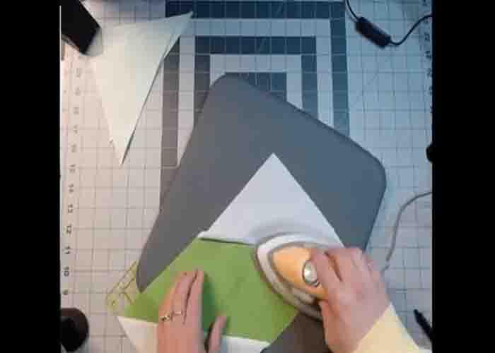 Pressing the slanted diamond quilt block open