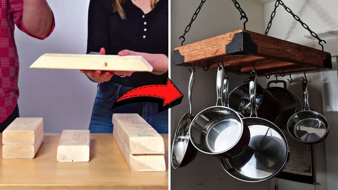 How to Build a Simple DIY Hanging Pan & Pot Rack