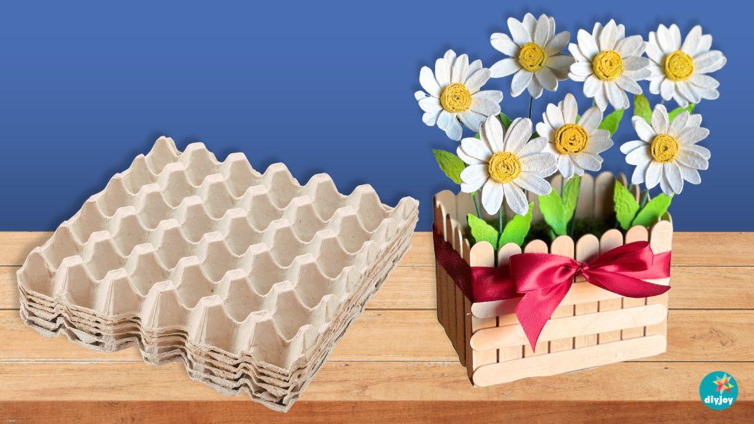 Egg Carton Daisy Flowers, one of the best easter decoration ideas on this list and an idea worth saving for later