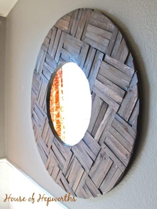 DIY Farmhouse mirror made from shims, a budget friendly way to update the space and one worth pinning for later