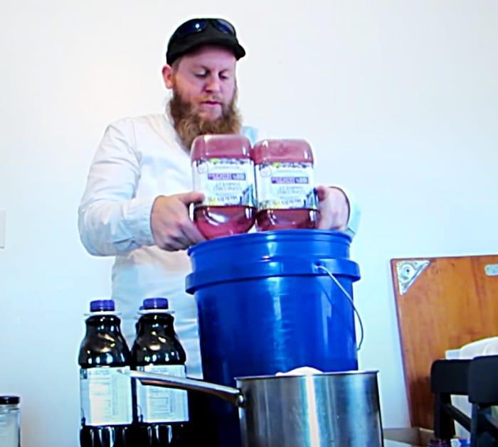 Wine made at home in a 5-gallon bucket