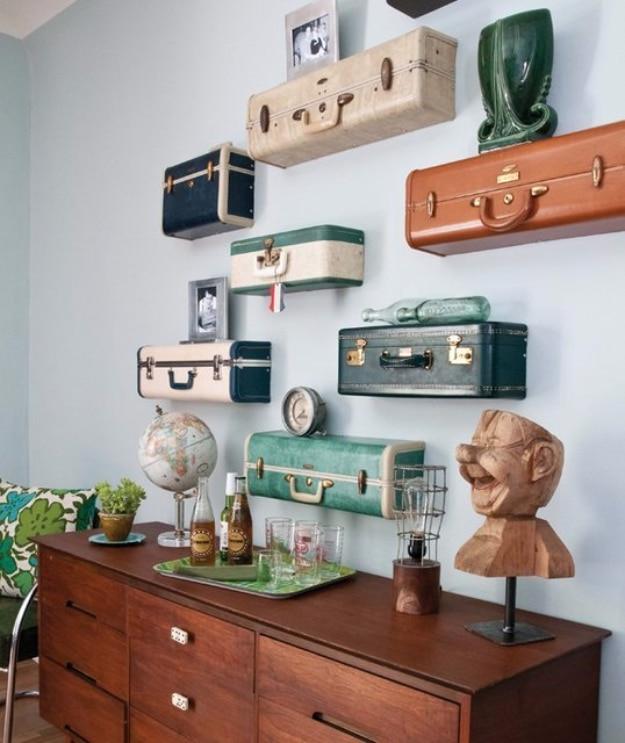 Vintage Suitcase Shelves, a bedroom accent idea, easy to scale up for a whole batch and a keepsake worth handing down