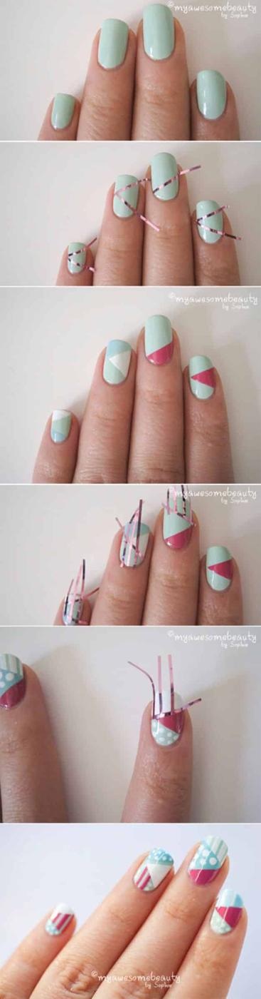Geometric Nails, a pretty design perfect for a night out and an easy technique using items already in your kit