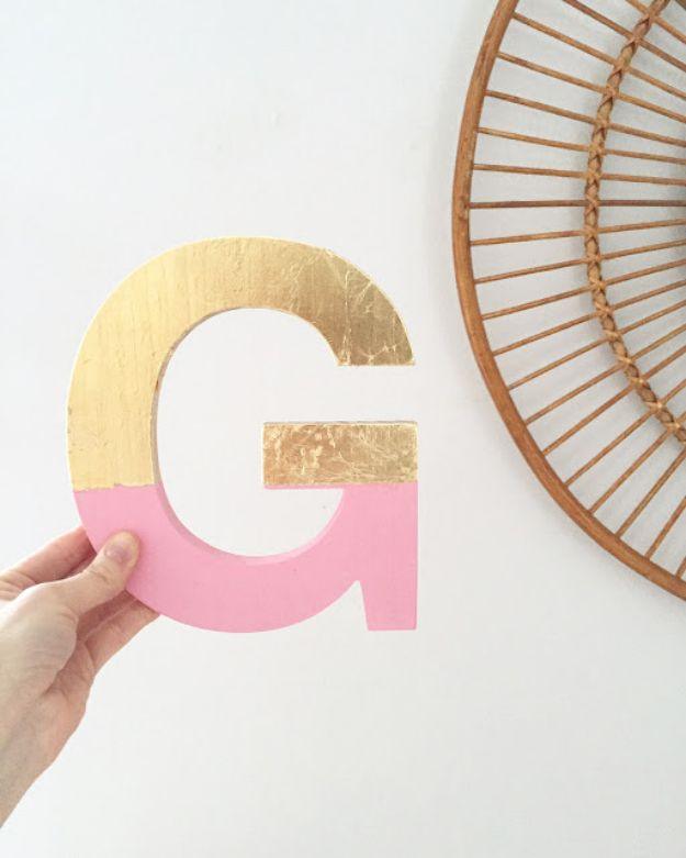 DIY Gold Foil Letter Art, a sweet handmade nursery accent, and a look that gets noticed the moment guests walk in