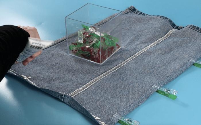 How to Use Fabric Glue to Make Seams Look Nice on No Sew Projects - Use and Iron to Flatten and Add Clips to Hold In Place While Drying