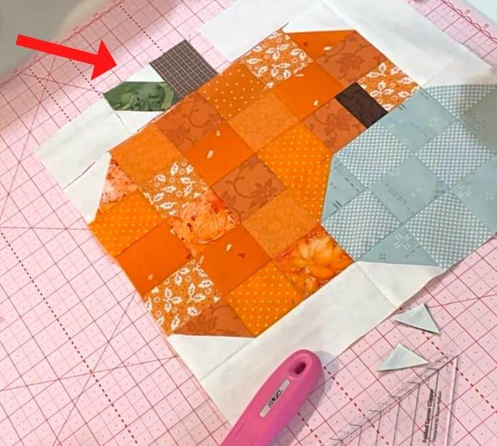 Pumpkin Quilt Block from Fabric Scraps Project