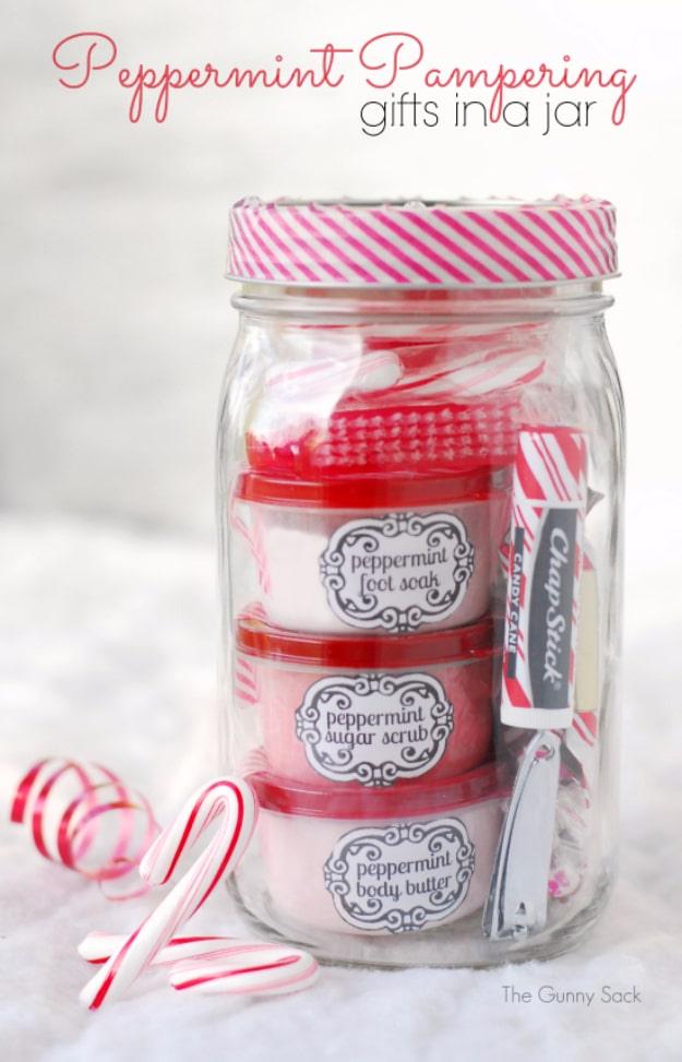 Peppermint Pampering Gifts In A Jar, low effort but it never looks that way and a keepsake the recipient holds onto for years