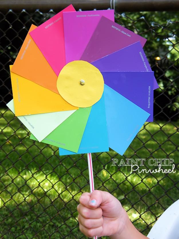 Paint Chip Pinwheels, simple enough for a first weekend project and a look that gets noticed the moment guests walk in