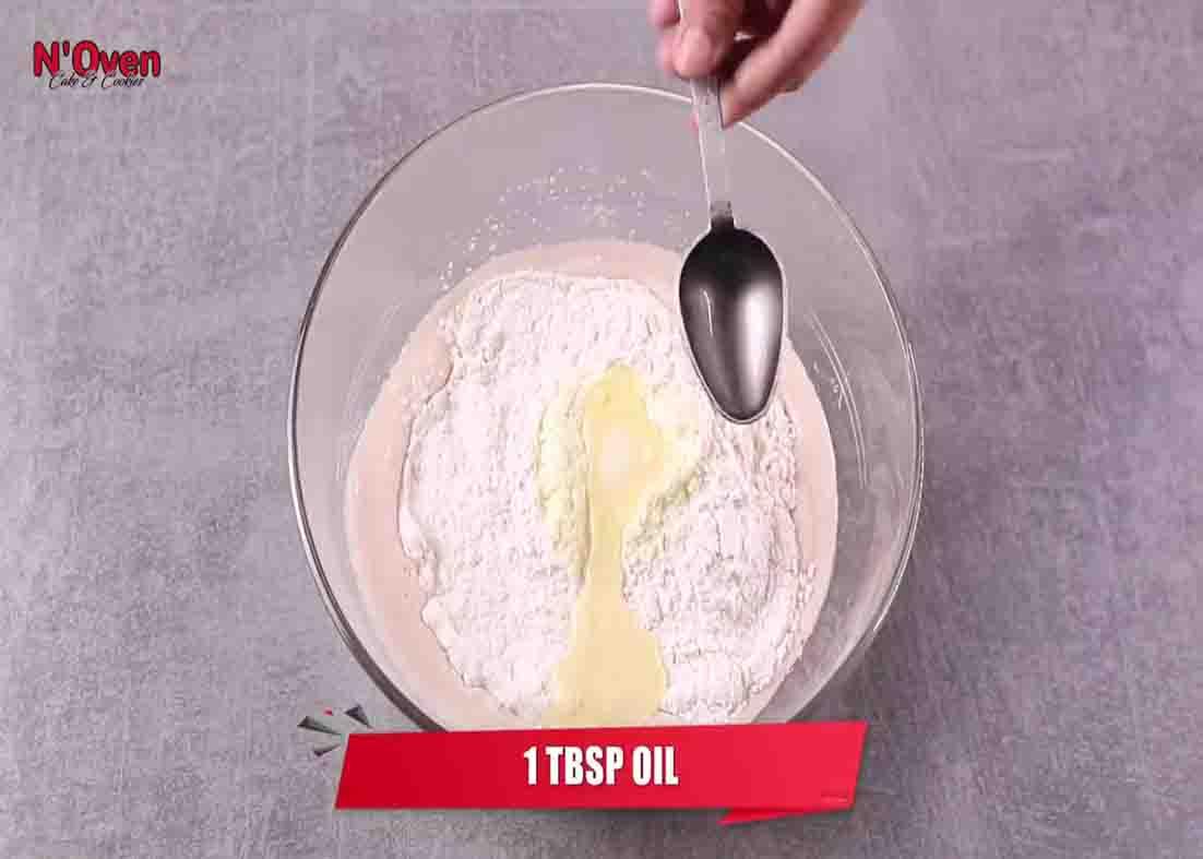 Combining all the ingredients to make a dough for the soft bread