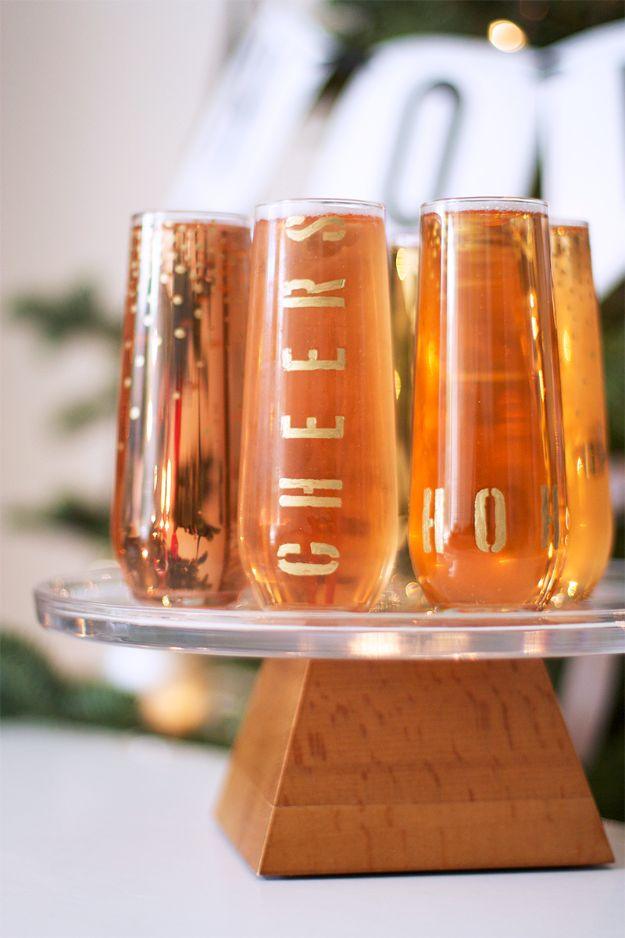 DIY Festive Gold Holiday Flutes, quick enough to finish before nap time and a piece worth keeping out on display