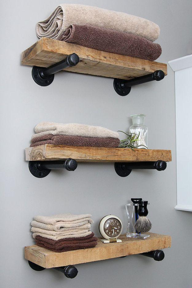 DIY Industrial Pipe Shelves, quick enough to finish before nap time and a sweet way to personalize a plain space