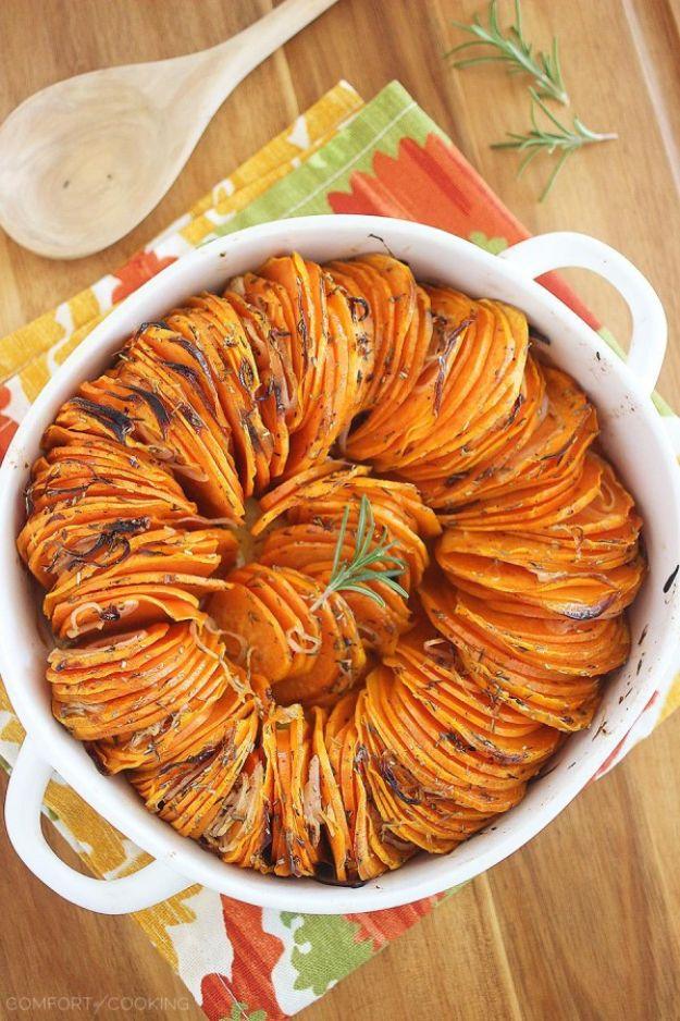 Sweet Potato Recipes - Crispy Roasted Rosemary Sweet Potatoes - Easy Recipe Ideas for Sweet Potatoes in the Crockpot, Casserole Dishes, Baked, Mashed, Candied and Roastedd - Health