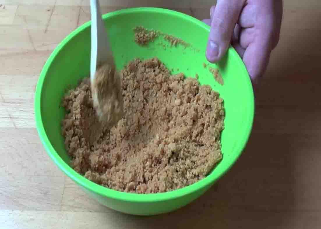 Making the biscuit base for the pineapple cream cake