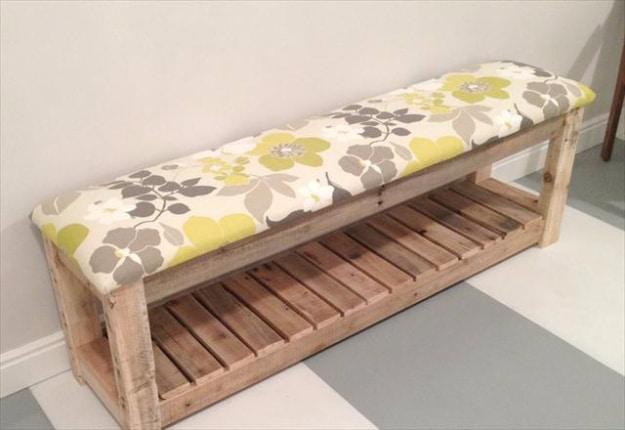 DIY Reclaimed Wood Pallet Bench, one of the best pallet furniture ideas on this list and an idea worth saving for later