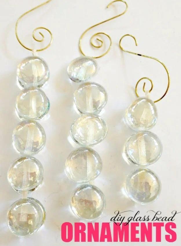 Handmade glass bead ornaments strung for a festive personal touch on holiday decor and the tree this year