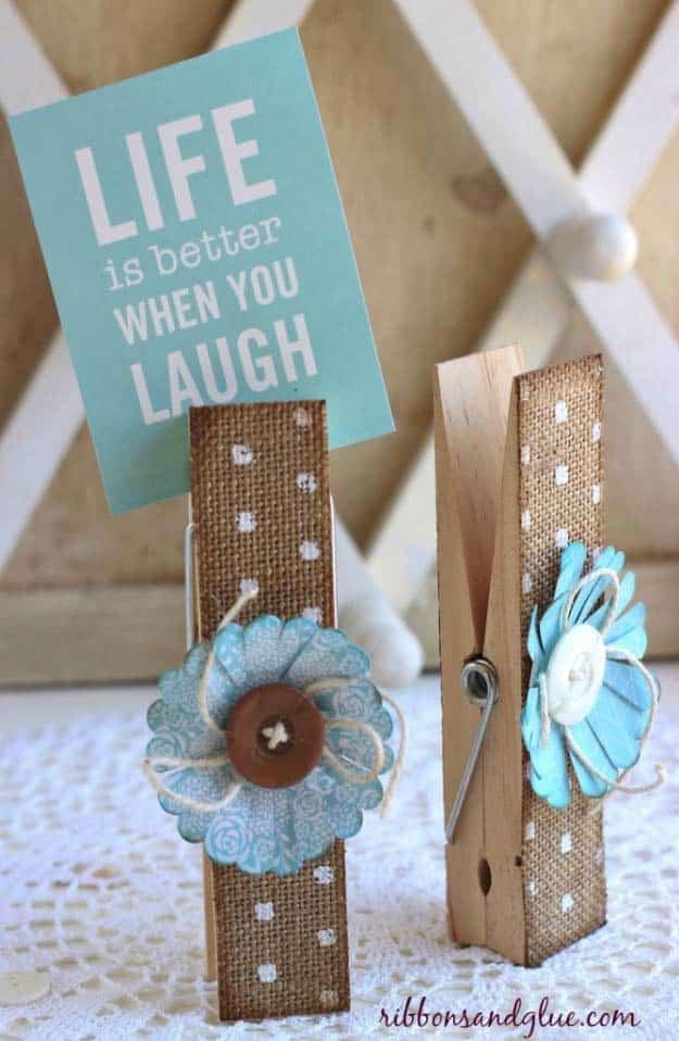 DIY Projects with Burlap and Creative Burlap Crafts for Home Decor, Gifts and More | Elegant Burlap Clothespins