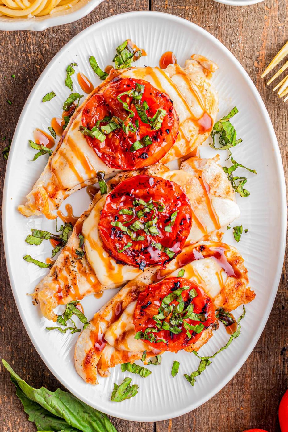 Tin foil camping recipes - grilled chicken caprese, easy foil packet dinner