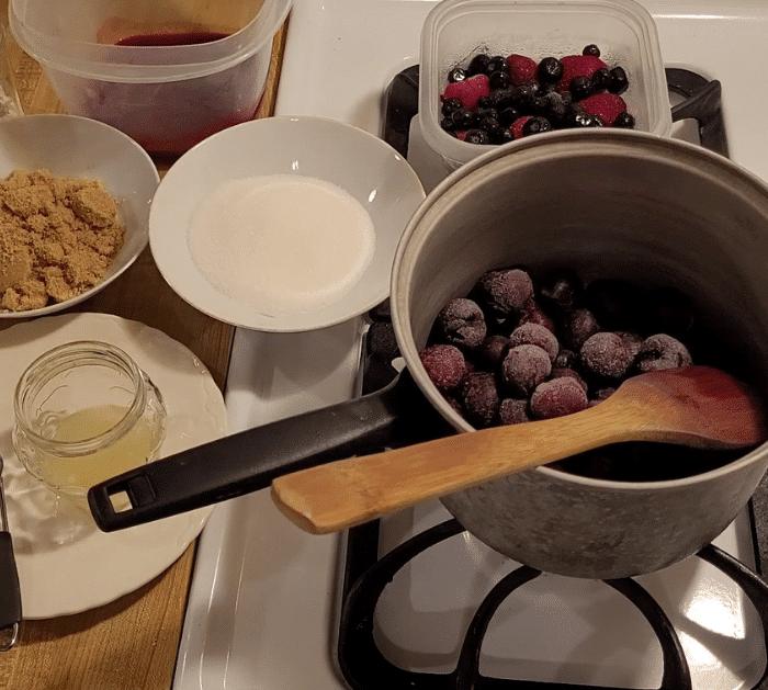 Ingredients for Cherry Berry Cobbler