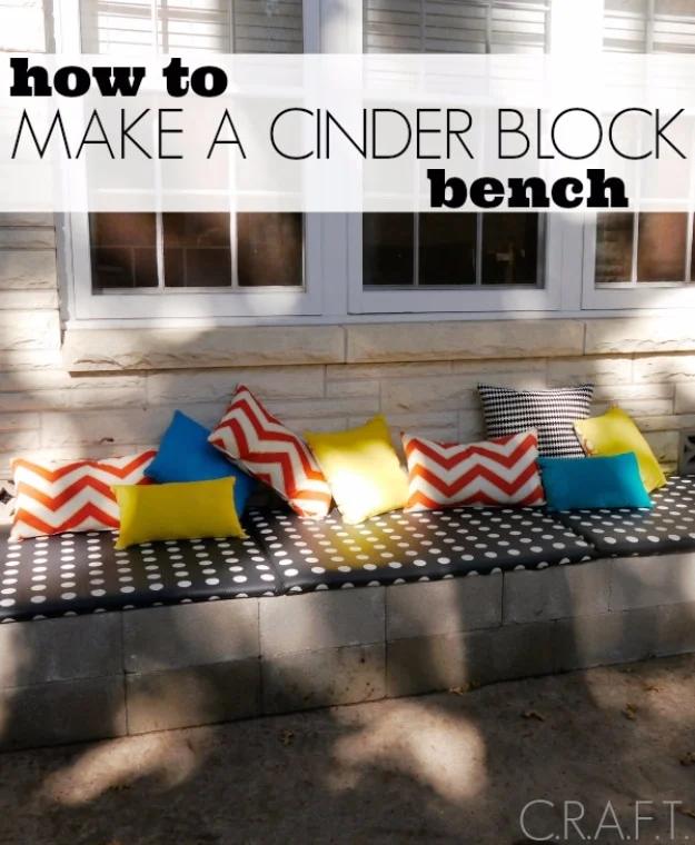 DIY Cinder Block Bench, an outdoor diy project, simple enough for a first try and an idea worth saving for later