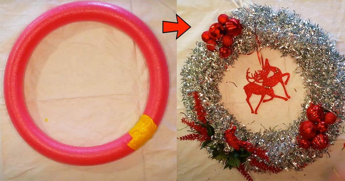 How To Make A Christmas Wreath Out Of A Pool Noodle