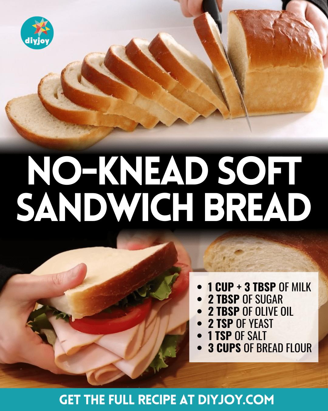 Easy No-Knead Soft Sandwich Bread Recipe