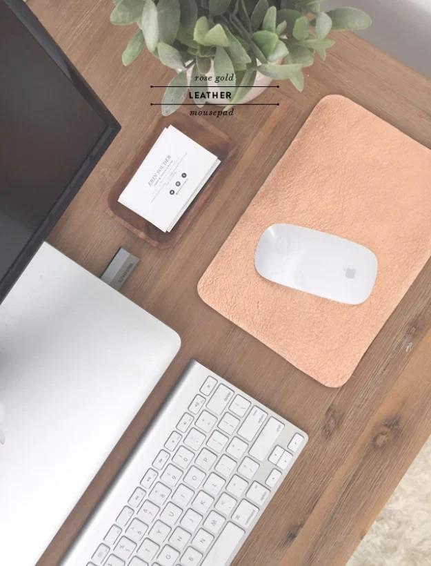 Rose Gold Leather Mousepad DIY, a DIY gift for girls, a thoughtful homemade option instead of a store gift