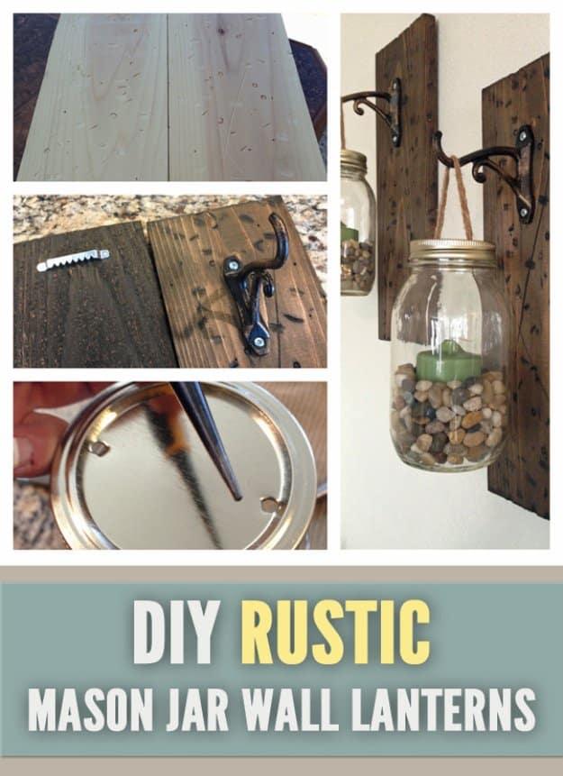 Rustic DIY Mason Jar Wall Lanterns, a quick living room refresh, and style that costs a fraction of the retail price
