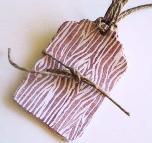 Lino-Cut Wood Pattern Gift Tag, a handmade wrapping accent, a bargain that looks pricier than it really was