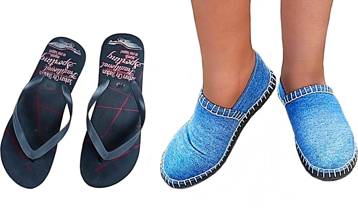 Turn Flip Flops And Old Jeans Into DIY Slippers