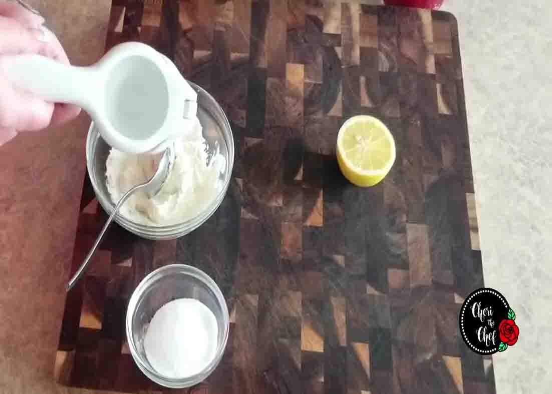 Making the filling of the cream cheese danish