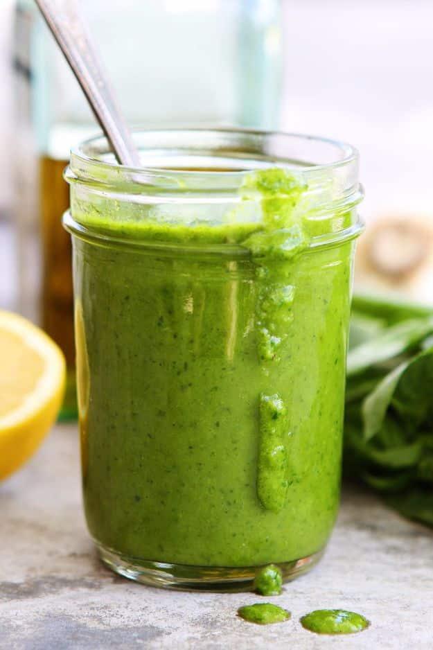 Salad Dressing Recipes - Basil Vinaigrette - Healthy, Low Calorie and Easy Recipes for Creamy Homeade Dressings - How To Make Vinaigrette, Mango, Greek, Paleo, Balsamic, Ranch, and