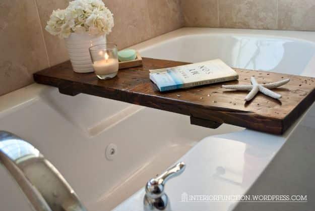 DIY Bath Tub Tray, short enough on steps to wrap up before supper and a statement worth the extra effort