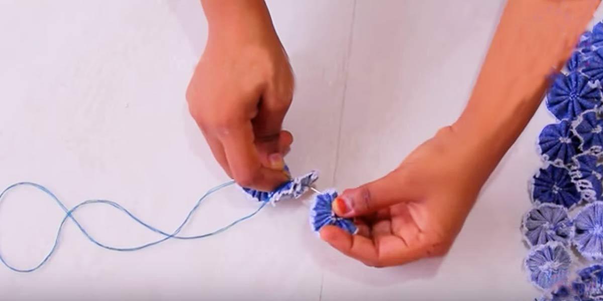Watch What She Does After She Makes All These Denim Flowers!