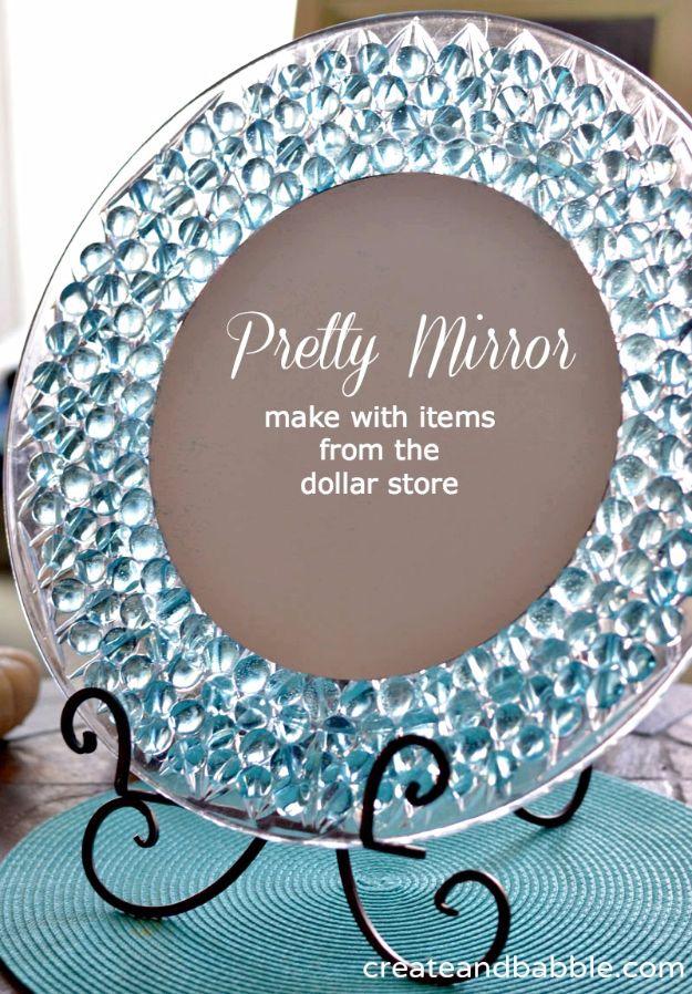 Glass bead mirror transformed from an ordinary mirror into a chic bead craft piece for the dresser top