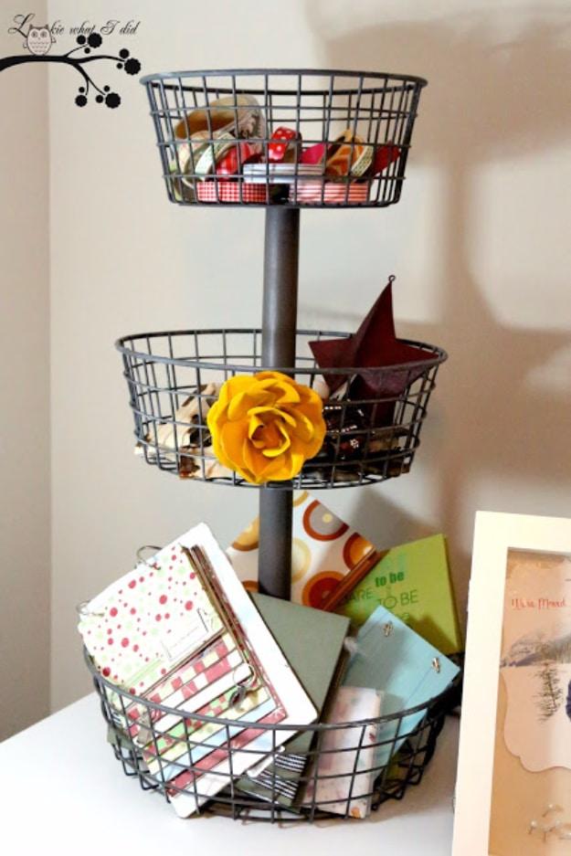 Stacked Wire Baskets, cheap to pull off with dollar store finds and proof a small change makes a real difference
