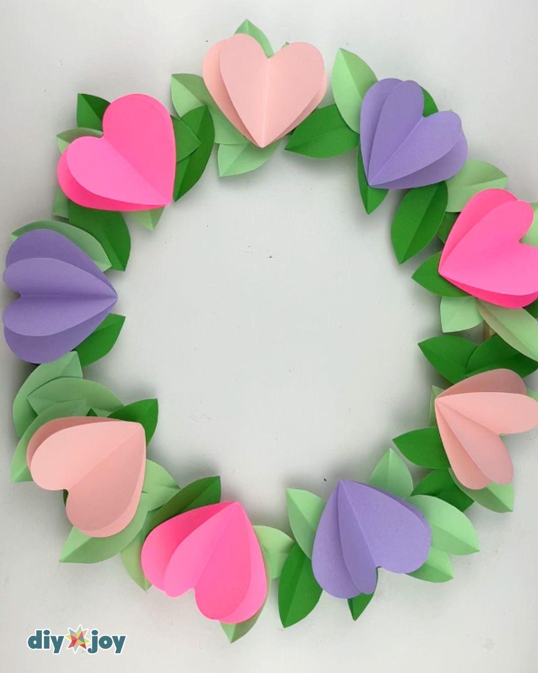 Homemade Paper Heart Wreath — how to make a paper heart wreath