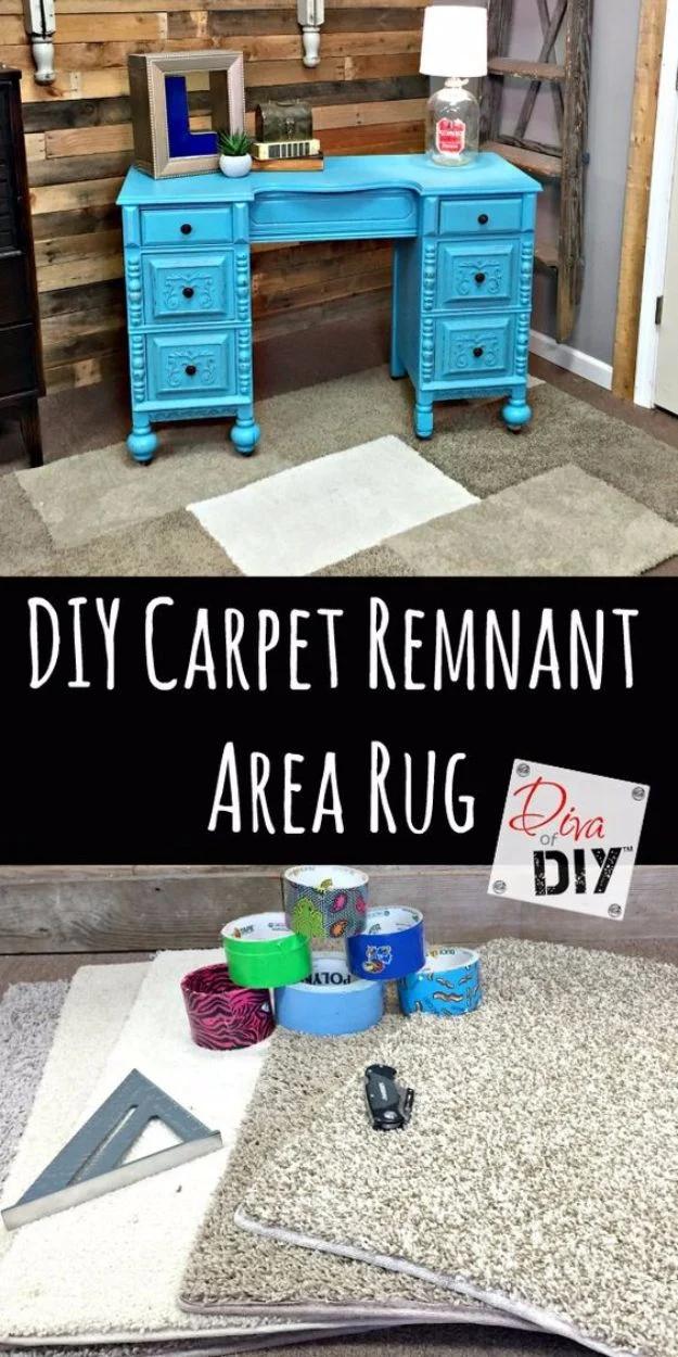 DIY Ideas With Carpet Scraps - Make Carpet Sample Area Rug on a Budget - Cool Crafts To Make With Old Carpet Remnants - Cheap Do It Yourself Gifts and Home Decor on A Budget - Crea