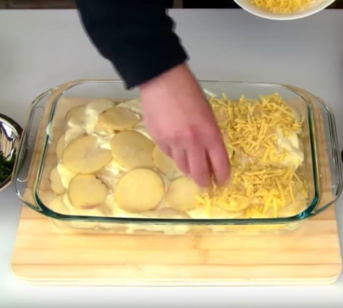 Make scalloped potatoes with cheese for dinner