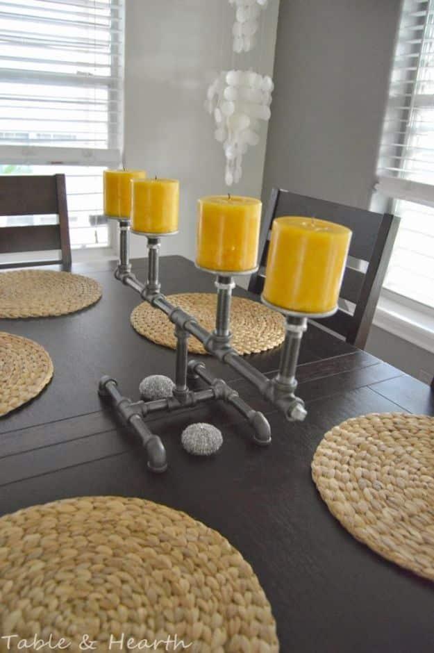 Industrial Pipe Candleholder, an urban loft accent, easy to scale up for a whole batch and a keepsake worth handing down