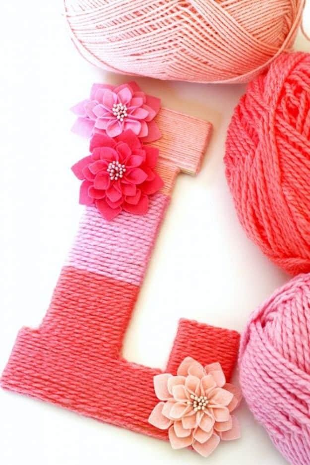 DIY Nursery Decor - Yarn-Wrapped Ombre Monogrammed Letter - Easy Projects to Make for Baby Room - Decorations for Boy and Girl Rooms, Unisex, Minimalist and Modern Nurseries and Ru
