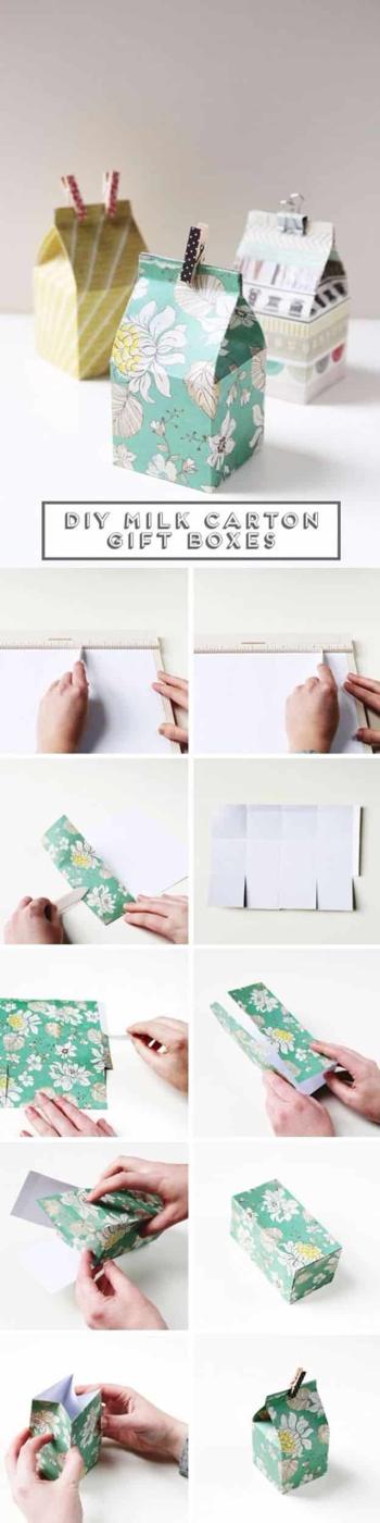 DIY Mini Milk Carton Gift Boxes, easy to scale from a single one to a dozen and a thank you gift people actually remember
