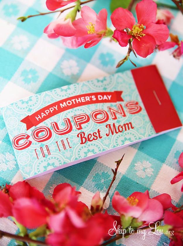 Printable Coupons For Mom, a thoughtful handmade present, budget friendly using stuff already sitting in a bin