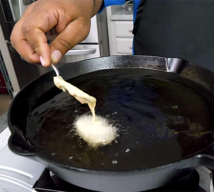Drop Hushpuppy Batter Into Oil - Easy Dinner