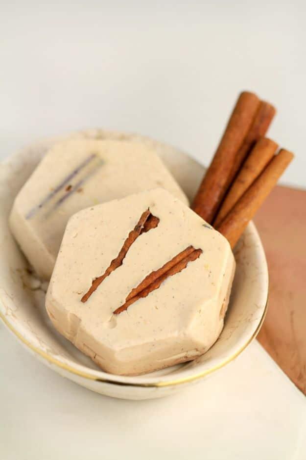 Cinnamon Shea Butter Soap, simple enough for a first try at the craft and warmth that a plain corner was missing