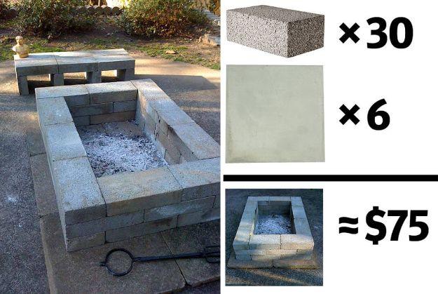 $75 DIY Firepit and Bench, a backyard gathering spot, budget friendly using stuff already sitting in a bin