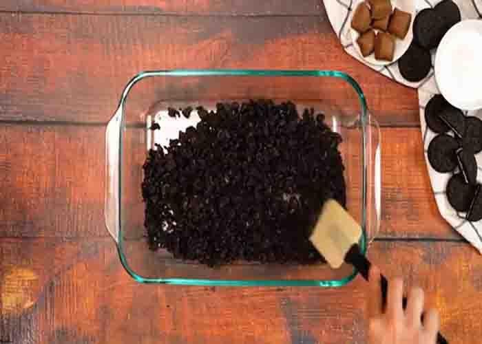 Making the Oreo crust for the butterfinger lush