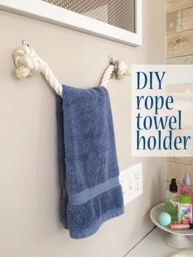 DIY Rope Towel Holder, a favorite bathroom decor idea worth copying and a piece that looks far pricier than it is