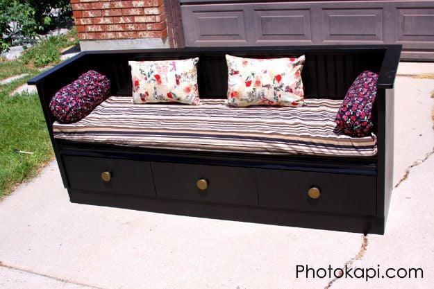 Old Dresser To a Bench Upcycle, a budget friendly way to update a room and a creative way to give an old piece new life