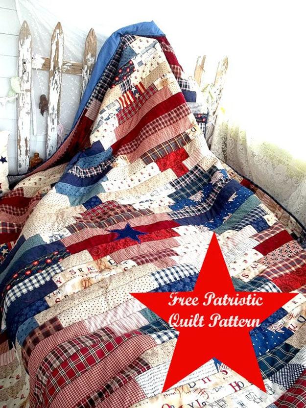 Country Quilt Pattern | Free Sewing Pattern for Patriotic Quilt | DIY Projects & Crafts by Sueeye at
