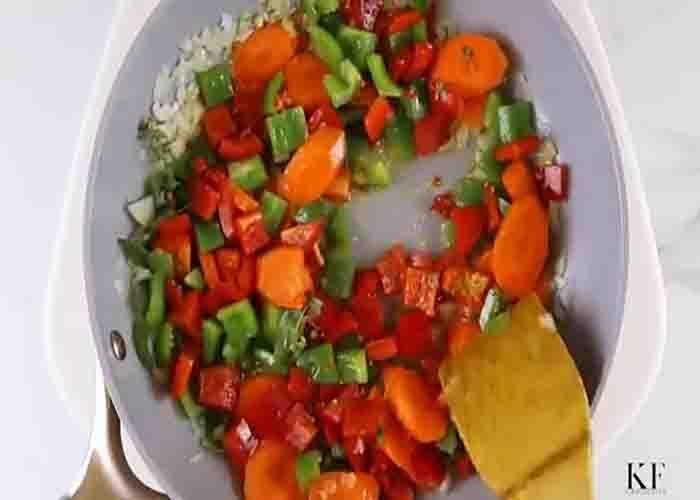 Sauteing the veggies for the beef and potato stew